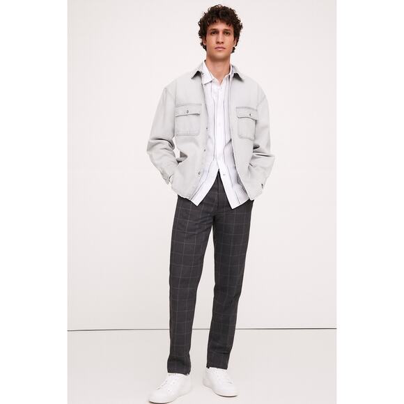 Banana Republic Aiden Dress Pants Men’s 34x30 Gray Windowpane Slim Fit Trousers - Picture 1 of 8